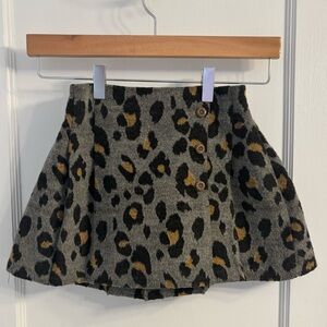 Girls Leopard Print Skirt with Button Detail